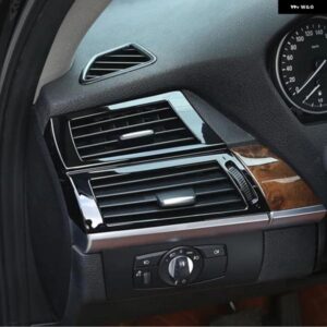 ブラックセンター コンソール 両サイドエア アウトレット フレーム デコレーションカバー トリム BMW X5 E70 X6 E71 2008-2014 ステンレス