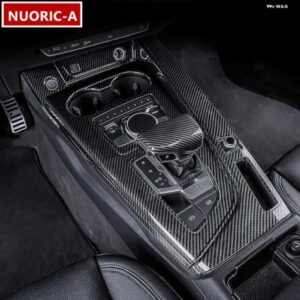 カーボンカラーセンター コンソール ギア シフト フレーム 装飾 カバー トリム アウディ A4 B9 A5 2017-2021 LHDカー スタイリング インテリア