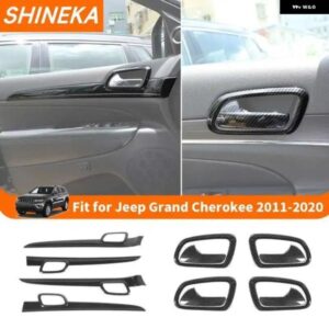 カーボングレインカーインナー ドアハンドル デコレーションカバー ジープ グランド チェロキー 2011-2020 インテリア アクセサリー