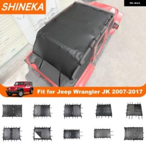 車用ソフトレザーサンシェード トップ フルレングス 紫外線防止カバー ジープ ラングラー JK JKU 2007-2017 2/4ドア ブラックアクセサリー