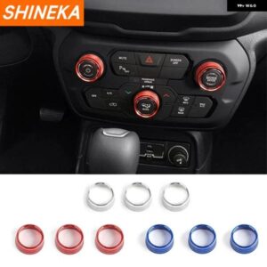 車内 エアコン AC 音声ボリューム コントロール リングノブカバー トリム JEEP RENEGADE 2018以降