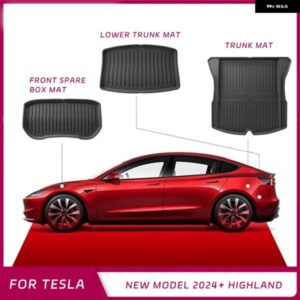 テスラ モデル3+ ハイランド フロント リア トランク マット TPE アンダー トランク 収納 全カバー カーゴライナー 汚れ防止 パッド
