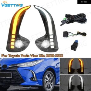 トヨタ ヤリス ヴィオス 2020 2021 2022 LED デイタイム ランニングライト DRL フロント バンパー フォグランプ ウィンカー イエロー ホワイト アクセサリー