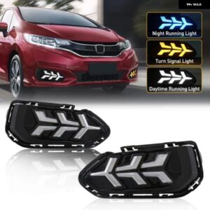 車用LED デイタイム ランニングライト DRL ホンダ ジャズ 2018 2019 アジア/米国タイプ ウィンカーランプ フォグランプ ホワイト イエロー ブルー 12V