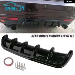 光沢 ブラック車リア バンパー リップ ディフューザー 6シャークフィンスポイラー 汎用 BMW E90 VW ゴルフ MK3 5 6 GTI MK7アクセサリー