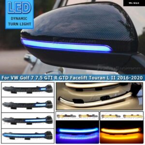 ダイナミックブライトLEDウィンカークリスタルVW ゴルフ MK7 GTI 7 7.5 R RLINE GTDミラー ライトクリア2013 2018 2019 2020アロー