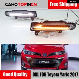 トヨタ ヤリス 2017 2018 2019 ダイナミックイエローウィンカー 防水 ABS 12V車用LED DRLランプ LED デイタイム ランニングライト