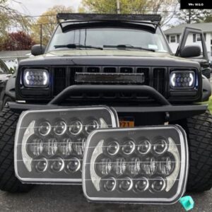 2個 ブラック 7X6インチ LED ヘッドライト 105W DRL 5X7 GMC シボレー ジープ チェロキー XJ ラングラー YJ コマンチ MJ トヨタ 4X4 オフロード