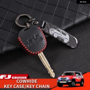 06-21年式 トヨタ FJクルーザー アクセサリー カスタム 牛革キーケースカーボンキー チェーン 装飾 カバー