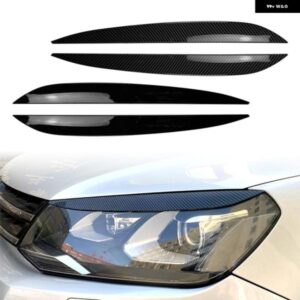 2個入り オートフロント ヘッドライト アイリッド トリム カバー VW TOUAREG 2010 - 18 カーボン ABS プラスチック