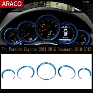 ポルシェ カイエン 2011-2016 ポルシェ パナメーラ 2010-2015 ABS ダッシュボード コンソール 装飾 リング トリム 5個