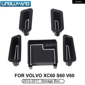 カー スタイリング ボルボ S60 V60 XC60 収納 ボックス ドアハンドル アームレスト ボックス ベージュ/ブラック フロントドア+バックドア 仕上げ ボックス