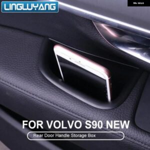 ブラック フロント リア ドアハンドル 収納 ボックス コンテナ ホルダー トレイ ボルボ S90 V90CC カーアクセサリー 2個