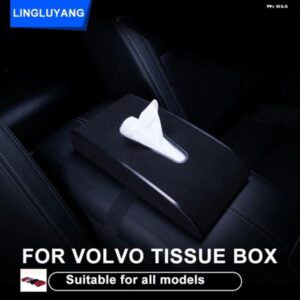 ボルボ XC60 XC90 S90 V90 S60 V60 XC40 V40 S40 S80 V50 V70 XC70 C30 車用ティッシュ ボックス スエードレザー + ABS カーアクセサリー
