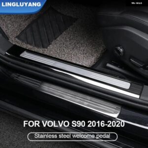 適合 VOLVO S90 2016 - 24 2025 シル バー ウェルカムペダル トリム ストリップ カーアクセサリー