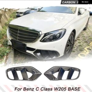 車用フロント バンパー エアベント トリム メッシュ グリル メルセデス ベンツ C クラス W205スタンダード4D 2015-2018 フォグランプ カバー カーボン/FRP