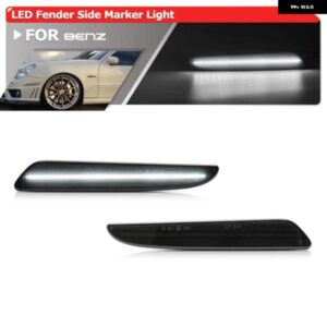 2個 スモーク フロント バンパー ホワイト LED フェンダー サイド マーカーライト ベンツ W211 E クラス フェイスリフト E320 E350 E550 E63 AMG 2007-2009