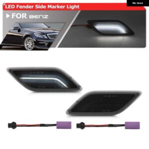 スモークフロントホワイトLEDフェンダーサイド マーカーライト 2個 ベンツ W212 プレLCI E クラス E300 E350 E550 E63 AMG セダン/ワゴン 2010-2013