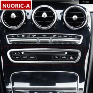 センター コンソール CD ボタン フレーム 装飾 カバー ステッカー トリム メルセデス ベンツ C クラス W205 GLC X253 2015-2018 インテリア デカール