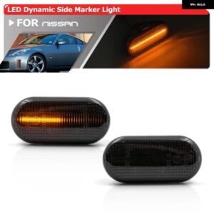 スモークダイナミックLEDサイド マーカーライト 流れるウィンカー インジケーター ウインカー 日産 350Z Z33 フェアレディZ キャシュカイ J10 マイクラ C