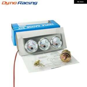 クローム 2インチ52MM トリプルゲージキット 電圧計 水温計 油圧 計 センサー付き カーメーター BX100895