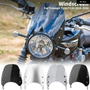 オートバイ バイク フライスクリーン 風防 ウィンドスクリーン ウィンドデフレクター 2016 - 20 トライアンフ BONNEVILLE T100 T120 アクセサリー