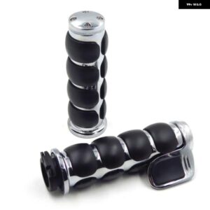 オートバイ バイク クロームラバー ビレット アルミハンド グリップ 1インチ 25MM ハーレー ダビッドソン ソフテイル ファットボーイ