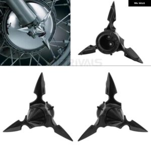 オートバイ バイク ブラッククロームスパンブレードスピニングフロントアクスルキャップナットカバー ケース ハーレー スポーツスター ツーリングストリート