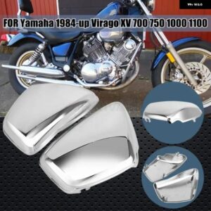 クロームMOTO 左右バッテリー フェアリング カバー ヤマハ XV700 750 1000 1100 VIRAGO 1984年以降 オートバイ バイク アクセサリー
