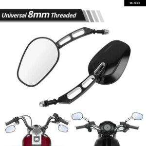 明黒 8MM オートバイ バイク リアビューサイドミラー ホンダ シャドウ ヤマハ ドラッグスター カワサキ バルカン