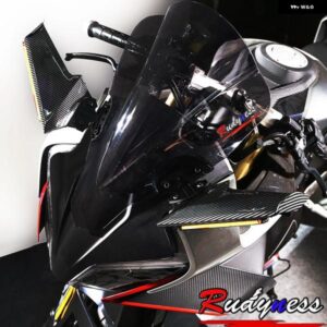 汎用 オートバイ バイク グロスカーボン スタイル LEDサイドウィングスポイラー フェアリング リアビューミラー 付き ホンダ CBR650R CF450SR