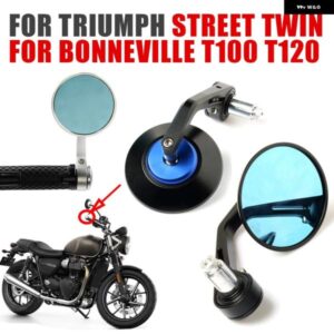 トライアンフ BONNEVILLE T100 T120 STREET TWIN オートバイ バイク アクセサリー バックミラー サイドミラー ブルー HD アンチグレア