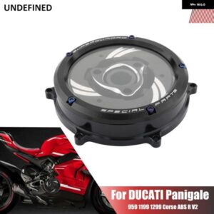 クリアクラッチカバー ブラック エンジン プロテクター ガード ドゥカティ PANIGALE 959 1199 1299 CORSE ABS R S TRICOLORE 防水 CNC