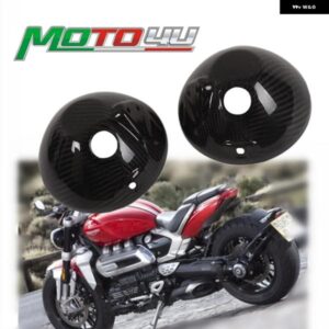 トライアンフ ROCKET III 2020-2021 2022 2PCS カーボン ヘッドライト ボウルセット カフェレーサー オートバイ バイク ヘッドランプ リアカバー ツイル