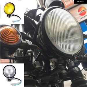 汎用 クローム/ブラック5インチ オートバイ バイク 50 LED ヘッドライト ヘッドランプ ブラケットセット ハーレー ホンダ クルーザー カフェレーサー
