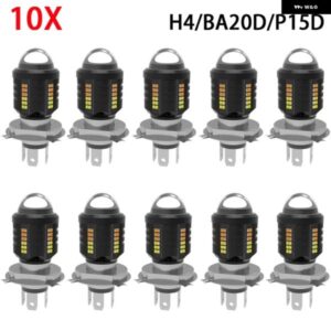 10個 H4 LED オートバイ バイク ヘッドライト 電球 2016 3570 SMD CSP 8000LM 10W BA20D P15D オートバイ バイク HI/LO ビーム ヘッドランプ DRL ホワイト