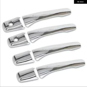 三菱 380 380S 2005-2008 光沢ブラックカーボンクロームカー ドアハンドル カバー スタイリング ステッカー - silver　2　keyholes