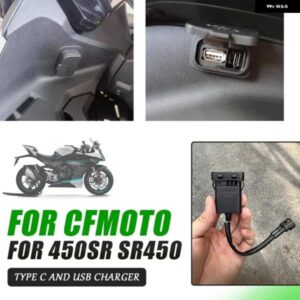 1ピース オートバイ バイク USB電源充電 インターフェース ソケットインパルス充電ポートブラック プラスチック CFMOTO 450SR SR450 800NK 800 NK - Black