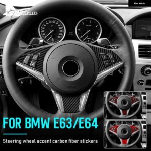 カーボン ステッカー BMW E63 E64 2004 - 10 ステアリングホイール ボタン スイッチ フレーム カーアクセサリー