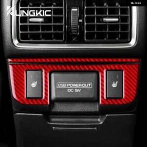 車 LHD RHD リア調整 パネル スバル レガシィ アウトバック 2015 - 19 リアルソフトカーボン ステッカー トリム - Heat　Button　Red