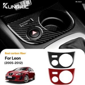 車用カップ ホルダー シートレオン 2005 - 12 パネル リアルソフトカーボン ステッカー アクセサリー - Right　Hand　Drive　BK
