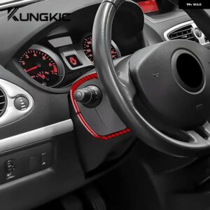 リアルソフトカーボン ステッカー ステアリングホイール ボタン フレーム ルノー クリオ 2006 - 12 インテリア - Red　Carbon