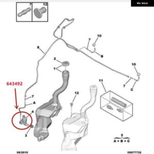 適合車種： プジョー 3008 307 301 2008 508 308 407 807 エキスパート3 シトロエン C4L ガラス ワイパー スプレーモーター 643492 ウィンドウウォッシャー - Double　nozzle　motor