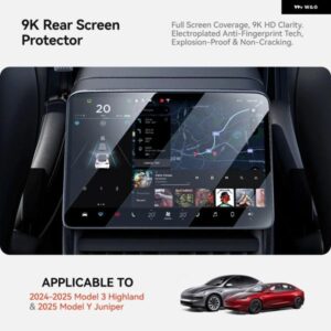強化ガラスフィルム プロテクター TESLA MODEL Y JUNIPER MODEL 3 HIGHLAND 2024 2025 リアセンター コントロール スクリーン - Rear　HD
