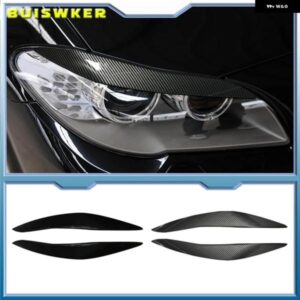 カーアクセサリー カーボン ヘッドライト アイリッド アイブロウ カバー トリム BMW 5シリーズ F10 F11 2011 - 14