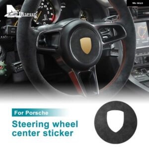 ポルシェ カイエン マカン パナメーラ 718 911 2014-2023 車用 ステアリングホイール ステッカー 装飾 アクセサリー - イタリア スーパースエード カバー - Black