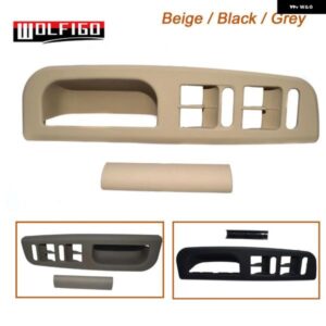 セット 2PCS 内装 左フロント ドアハンドル ウィンドウスイッチ ベゼル トリム パネル 3B0867175 3B1867171E VW ゴルフ 4 パサート B5