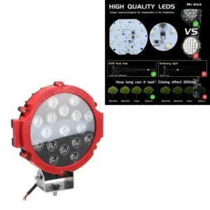 12V 51W 明LEDライト オフロード 4X4 スポットライト 車用 ヘッドライト 作業用スポットランプ トラック JEEP ハマー 車用作業灯 アクセサリー - Red