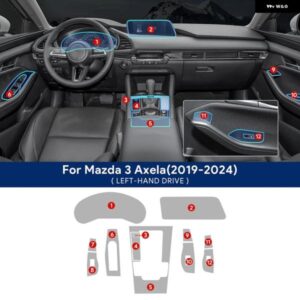 マツダ 3 アクセラ 2019-2024 車内フィルム センター コンソール ナビゲーションスクリーン ギア クリア TPU フィルム 傷防止