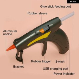 ホットメルトグルーガン 3.7V コードレス グルースティック30本付き ワイヤレスホットメルトグルーツール クラフト DIY リペアスティックツール ホーム DIY - With　30pcs　sticks